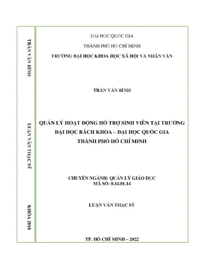Quản lý hoạt động hỗ trợ sinh viên tại trường đại học bách khoa đại học quốc gia thành phố hồ chí minh
