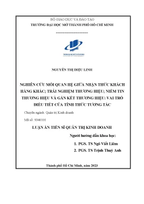 Nghiên cứu mối quan hệ giữa nhận thức khách hàng khác trải nghiệm thương hiệu niềm tin thương hiệu và gắn kết thương hiệu vai trò điều tiết của tỉnh thức tương tác