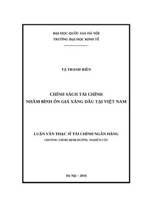 Luận văn chính sách tài chính nhằm bình ổn giá xăng dầu tại việt nam