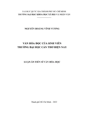 Văn hóa đọc của sinh viên trường đại học cần thơ hiện nay