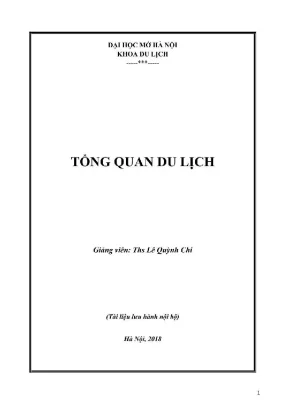 Tổng quan du lịch tài liệu lưu hành nội bộ ths lê quỳnh chi
