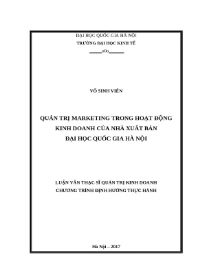 Luận văn quản trị marketing trong hoạt động kinh doanh của nhà xuất bản đại học quốc gia hà nội