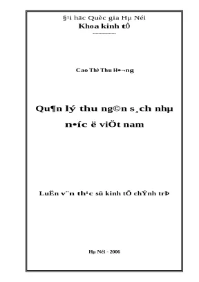 Luận văn quản lý thu ngân sách nhà nước ở việt nam