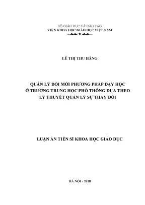 Quản lý đổi mới phương pháp dạy học ở trường trung học phổ thông dựa theo lý thuyết quản lý sự thay đổi