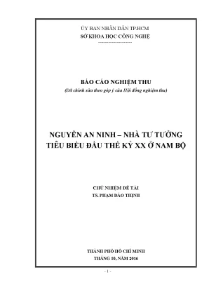Nguyễn an ninh nhà tư tưởng tiêu biểu đầu thế kỷ xx ở nam bộ