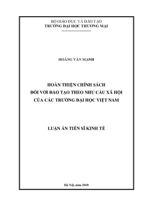 Hoàn thiện chính sách đối với đào tạo theo nhu cầu xã hội của các trường đại học việt nam