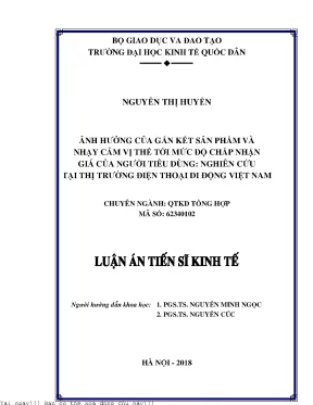 Ảnh hưởng của gắn kết sản phẩm và nhạy cảm vị thế tới mức độ chấp nhận giá của người tiêu dùng nghiên cứu tại thị trường điện thoại di động việt nam