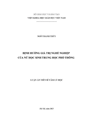 Định hướng giá trị nghề nghiệp của nữ học sinh trung học phổ thông