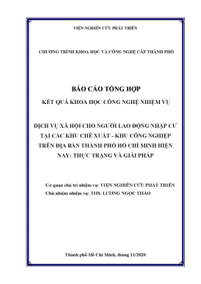 Dịch vụ xã hội cho người lao động nhập cư tại các khu chế xuất khu công nghiệp trên địa bàn thành phố hồ chí minh hiện nay thực trạng và giải phá