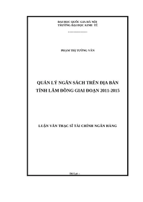 Luận văn quản lý ngân sách trên địa bàn tỉnh lâm đồng giai đoạn 2011 2015