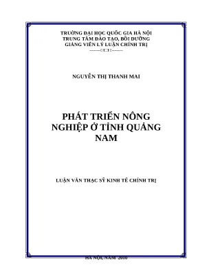 Luận văn phát triển nông nghiệp ở tỉnh quảng nam