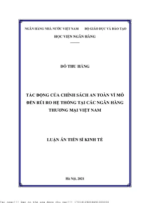Tác động của chính sách an toàn vĩ mô đến rủi ro hệ thống tại các ngân hàng thương mại việt nam