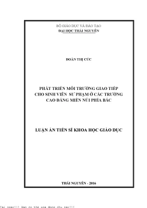 Phát triển môi trường giao tiếp cho sinh viên sư phạm ở các trường cao đẳng miền núi phía bắc