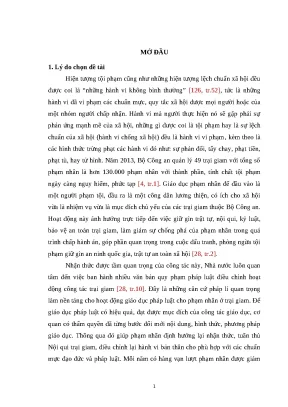 Luận văn thạc sĩ vai trò giáo dục pháp luật đối với phạm nhân đang chấp hành tại các trại giam thuộc bộ công an