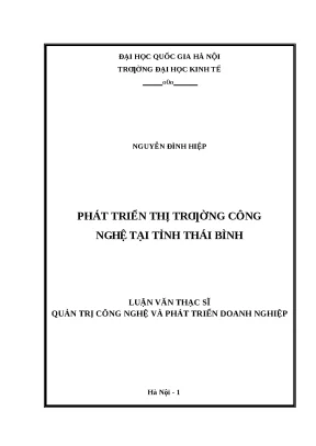 Luận văn phát triển thị trường công nghệ tại tỉnh thái bình