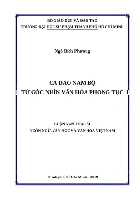 Luận văn thạc sĩ ca dao nam bộ từ góc nhìn văn hóa phong tục