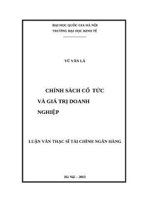 Luận văn chính sách cổ tức và giá trị doanh nghiệp