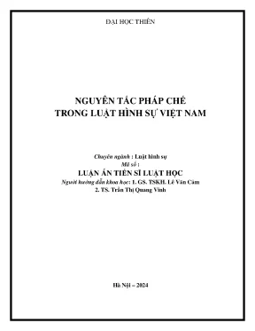 Nguyên tắc pháp chế trong luật hình sự việt nam mới