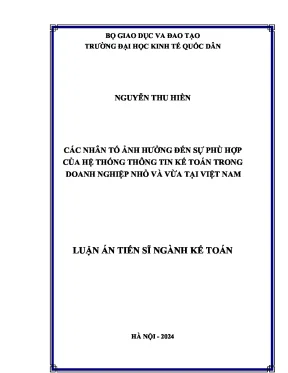 Các nhân tố ảnh hưởng đến sự phù hợp của hệ thống thông tin kế toán trong doanh nghiệp vừa và nhỏ ở việt nam