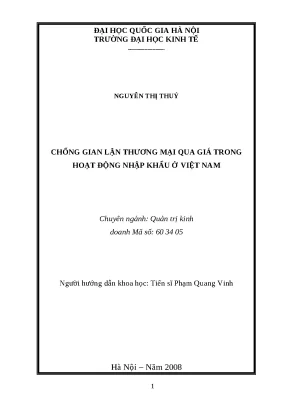 Luận văn chống gian lận thương mại qua giá trong hoạt động nhập khẩu ở việt nam