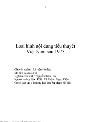 Loại hình nội dung tiểu thuyết việt nam sau 1975