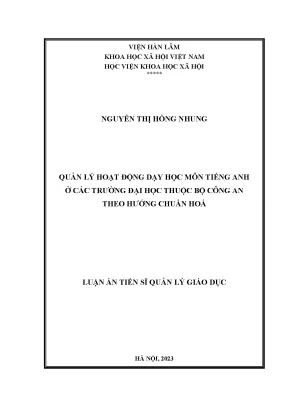 Quản lý hoạt động dạy học môn tiếng anh tại các trường đại học thuộc bộ công an theo hướng chuẩn hoá