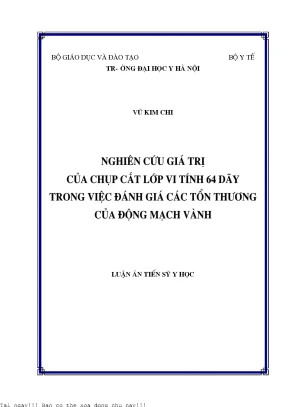 Nghiên cứu giá trị của chụp cắt lớp vi tính 64 dãy trong việc đánh giá các tổn thương của động mạch vành