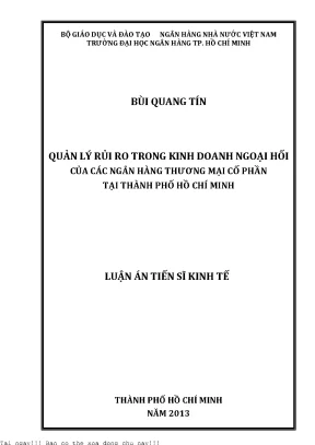 Quản lý rủi ro trong kinh doanh ngoại hối của các ngân hàng thương mại cổ phần tại tp hcm