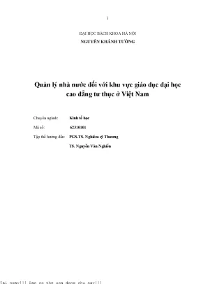 Quản lý nhà nước đối với khu vực giáo dục đại học cao đẳng tư thục ở việt nam