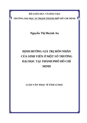 Luận văn thạc sĩ định hướng giá trị hôn nhân của sinh viên ở một số trường đại học tại thành phố hồ chí minh
