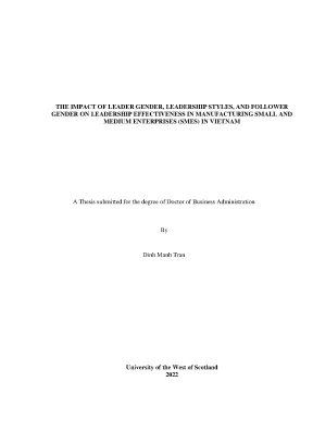 The impact of leader gender leadership styles and follower gender on leadership effectiveness in manufacturing small and medium enterprises smes in vietnam