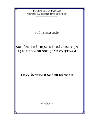 Nghiên cứu áp dụng kế toán tinh gọn tại các doanh nghiệp may việt nam