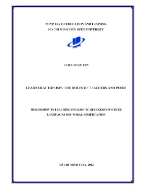 Năng lực tự học vai trò của giáo viên và bạn bè learner autonomy the roles of teachers and peers