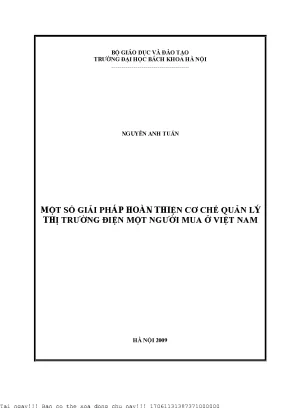 Một số giải pháp hoàn thiện ơ hế quản lý thị trường điện một người mua ở việt nam