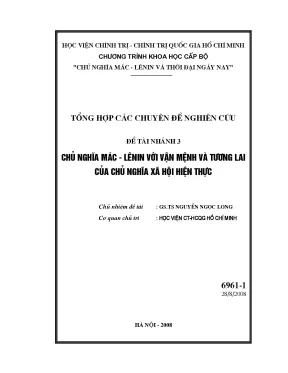 Chủ nghĩa mác lênin với vận mệnh và tương lai của chủ nghĩa xã hội hiện thực