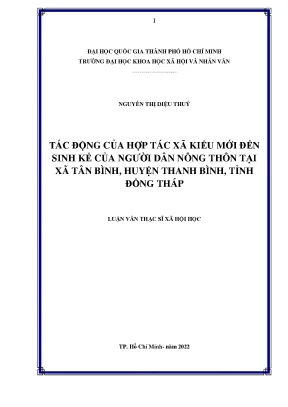 Tác động của hợp tác xã kiểu mới đến sinh kế của người dân nông thôn tại xã tân bình huyện thanh bình tỉnh đồng tháp