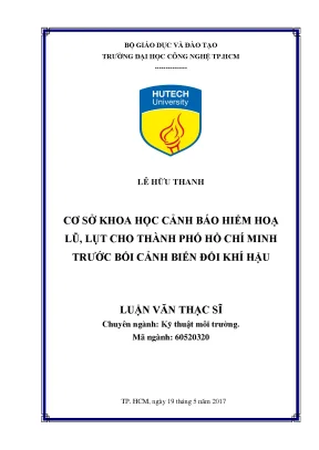 Cơ sở khoa học cảnh báo hiểm họa lũ lụt cho thành phố hồ chí minh trước bối cảnh biến đổi khí hậu
