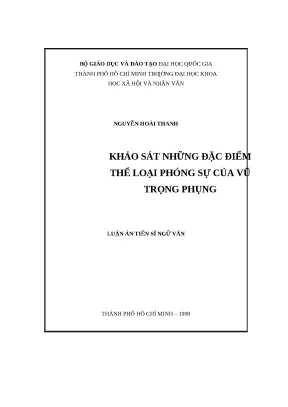 Luận văn thạc sĩ khảo sát những đặc điểm thể loại phóng sự của vũ trọng phụng