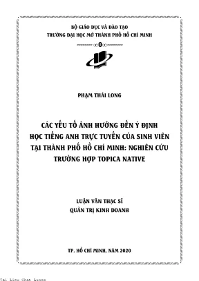 Các yếu tố ảnh hưởng đến ý định học tiếng anh trực tuyến của sinh viên tại thành phố hồ chí minh