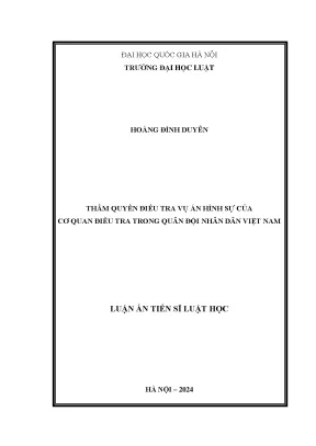 Thẩm quyền điều tra vụ án hình sự của cơ quan điều tra trong quân đội nhân dân việt nam