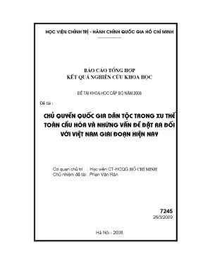 Chủ quyền quốc gia dân tộc trong xu thế toàn cầu hóa và những vấn đề đặt ra đối với việt nam giai đoạn hiện nay