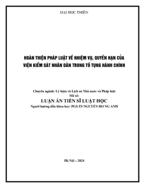 Hoàn thiện pháp luật về nhiệm vụ quyền hạn của viện kiểm sát nhân dân trong tố tụng hành chính