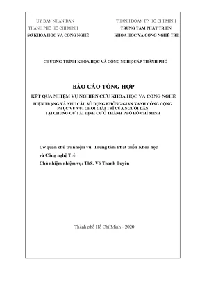 Hiện trạng và nhu cầu sử dụng không gian xanh công cộng phục vụ vui chơi giải trí của người dân tại chung cư tái định cư ở thành phố hồ chí minh