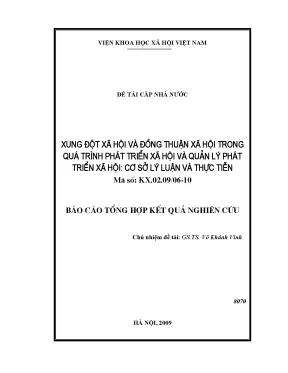 Xung đột xã hội và đồng thuận xã hội trong quá trình phát triển xã hội và quản lý phát triển xã hội cơ sở lý luận và thực tiễn