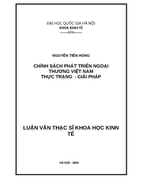 Luận văn chính sách ngoại thương việt nam thực trạng và giải pháp