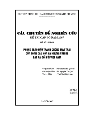 Phong trào đấu tranh chống mặt trái của toàn cầu hóa và những vấn đề đặt ra đối với việt nam