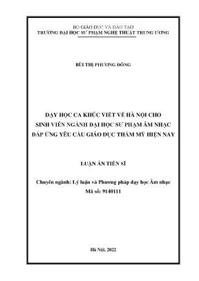 Dạy học ca khúc viết về hà nội cho sinh viên ngành đại học sư phạm âm nhạc đáp ứng nhu cầu giáo dục thẩm mỹ âm nhạc hiện nay