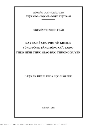 Dạy nghề cho phụ nữ khmer vùng đồng bằng sông cửu long theo hình thức giáo dục thường xuyên