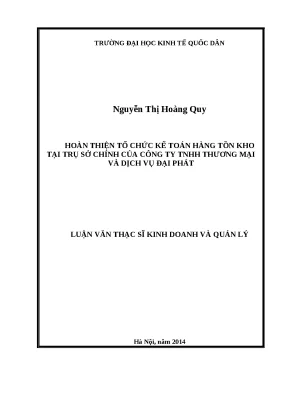 Luận văn thạc sĩ kinh tế hoàn thiện tổ chức kế toán hàng tồn kho dưới góc độ kế toán tài chínhq