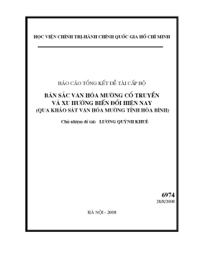 Bản sắc văn hóa mường cổ truyền và xu hướng biến đổi hiện nay qua khảo sát văn hóa mường tỉnh hòa bình